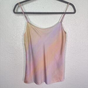 Vince Cami Tank Top Womens Small Satin Camisole Tie Dye Pastel Watercolor Ombre